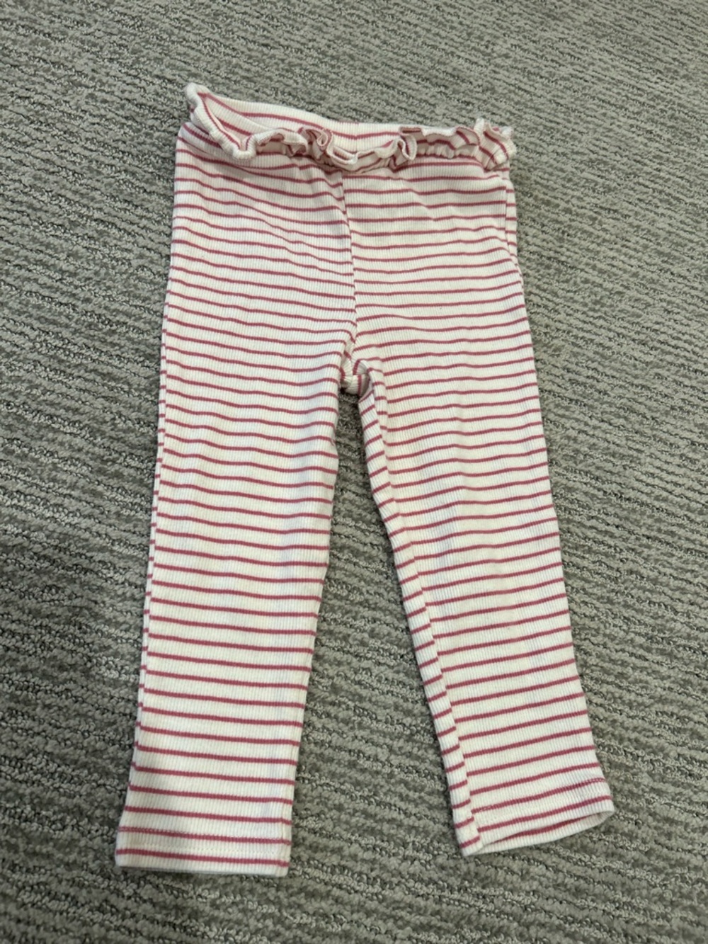 Carter's Pink & White Striped Ruffle Waist Leggings